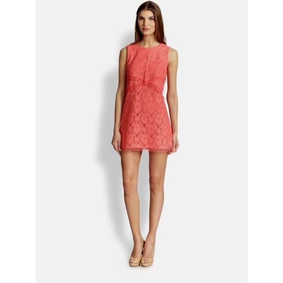 BCBGMAXAZRIA Amelie Draped Sleeveless Lace Dress XXS Pink - Picture 5 of 9